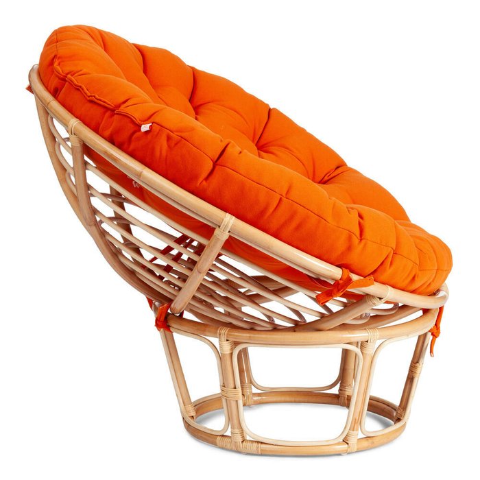 Садовое кресло Papasan Eco бежевого цвета с оранжевой подушкой - купить Садовые кресла по цене 15880.0