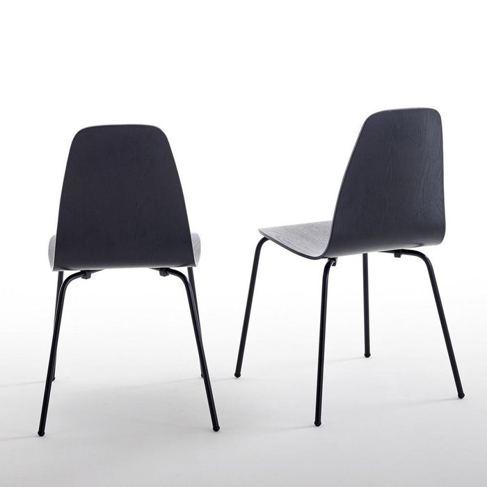 Комплект из двух стульев Biface черного цвета - купить Обеденные стулья по цене 16574.0
