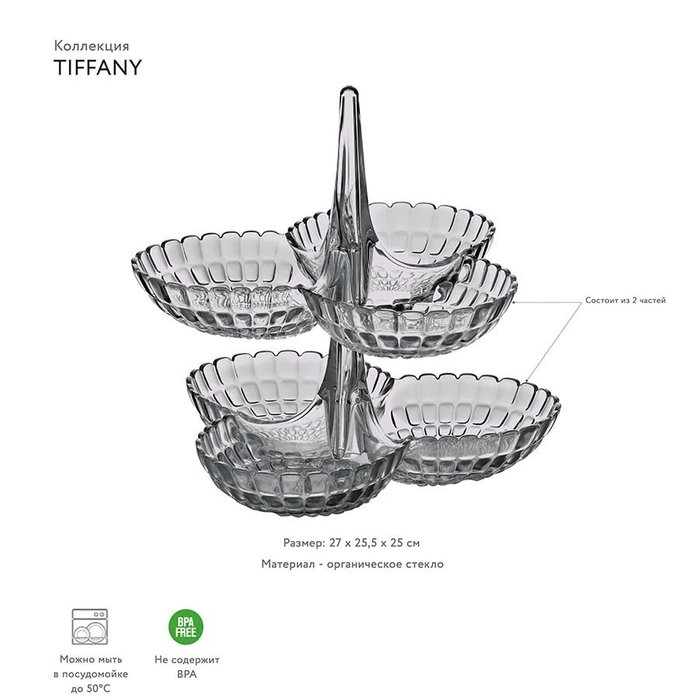 Набор из двух менажниц Tiffany серого цвета - купить Тарелки по цене 4450.0