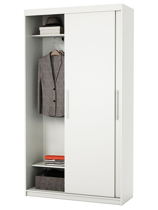 Шкаф-купе платяной Эконом 100 белого цвета - купить Шкафы-купе по цене 25990 Шкаф-купе платяной Эконом 100 белого цвета - купить Шкафы-купе по цене 25990