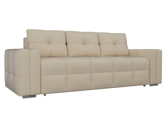 Прямой диван-кровать  Леос бежевого цвета (экокожа)