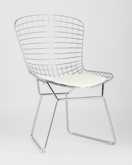 Стул обеденный Bertoia с белой подушкой - купить Обеденные стулья по цене 7990.0