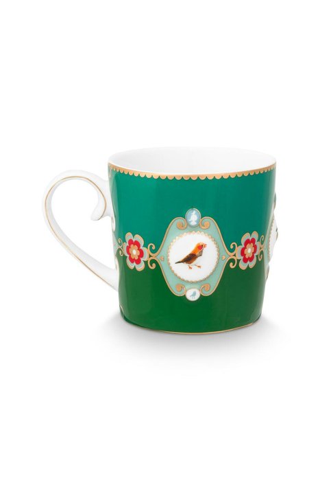 Набор из двух маленьких кружек Love Birds Medallion Emerald-Green бело-зеленого цвета - лучшие Чашки в INMYROOM Набор из двух маленьких кружек Love Birds Medallion Emerald-Green бело-зеленого цвета - лучшие Чашки в INMYROOM
