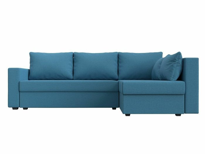 Угловой диван-кровать Мансберг темно-голубого цвета правый угол - купить Угловые диваны по цене 39999.0