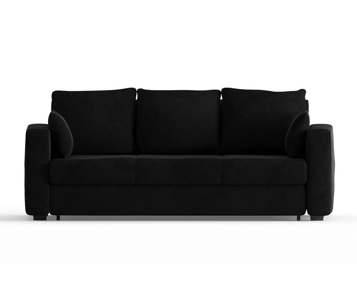 Диван-кровать Риквир в обивке из велюра черного цвета - купить Прямые диваны по цене 36900.0