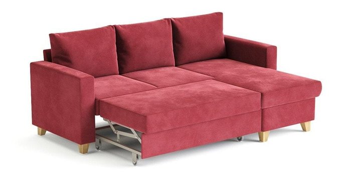 Угловой диван-кровать Эмилио красного цвета - лучшие Угловые диваны в INMYROOM