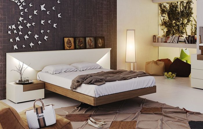 Двухспальная кровать Elena с подсветкой 160х200 - лучшие Кровати для спальни в INMYROOM