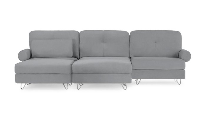 Угловой диван с двумя оттоманками Багамы серого цвета - лучшие Угловые диваны в INMYROOM