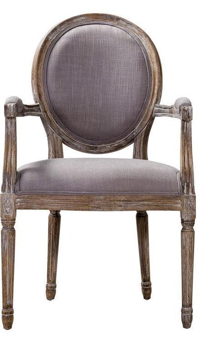 Стул Murano пурпурно-серого цвета с подлокотниками и каркасом из массива дуба - лучшие Обеденные стулья в INMYROOM