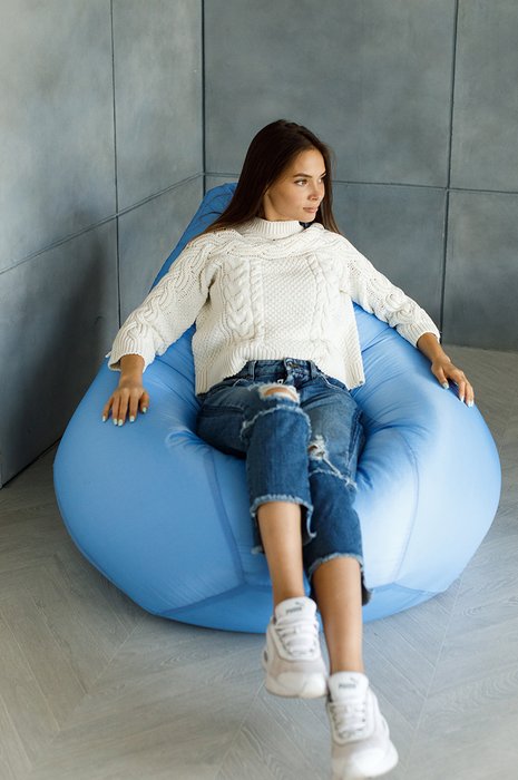 Кресло-мешок Груша 2XL в обивки из ткани оксфорд голубого цвета - купить Бескаркасная мебель по цене 2799.0