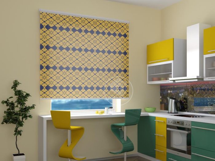 Рулонные шторы на кухню: Цветочный орнамент - купить Шторы по цене 2499.0