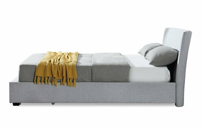 Кровать Minneapolis 140x200 серого цвета с выдвижным ящиком - лучшие Кровати для спальни в INMYROOM