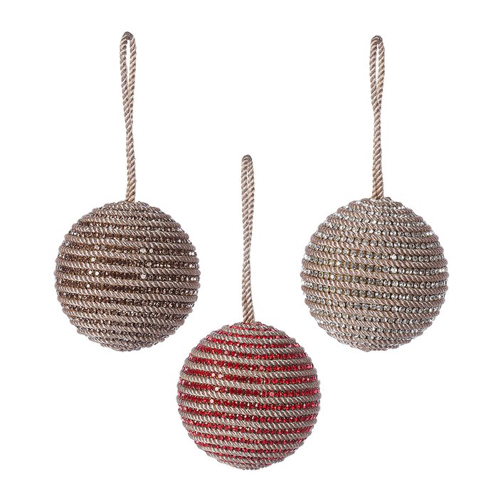 Набор из трех шаров Rustic diamonds золотистого цвета