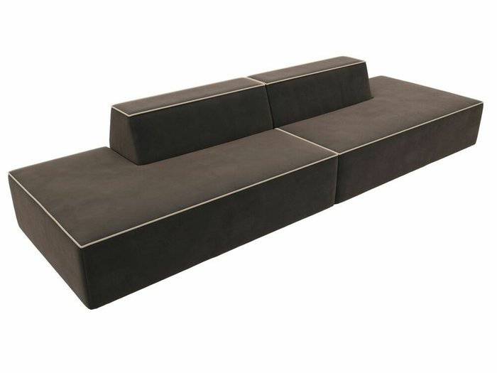 Прямой модульный диван Монс Лофт коричневого цвета с бежевым кантом - лучшие Прямые диваны в INMYROOM