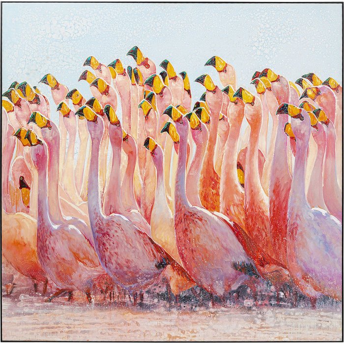 Картина в рамке Flamingo розового цвета