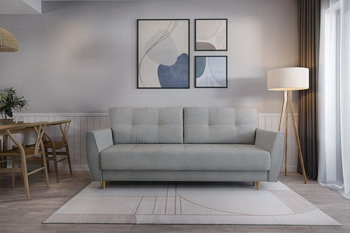 Прямой диван-кровать Raud светло-серого цвета - купить Прямые диваны по цене 62700.0