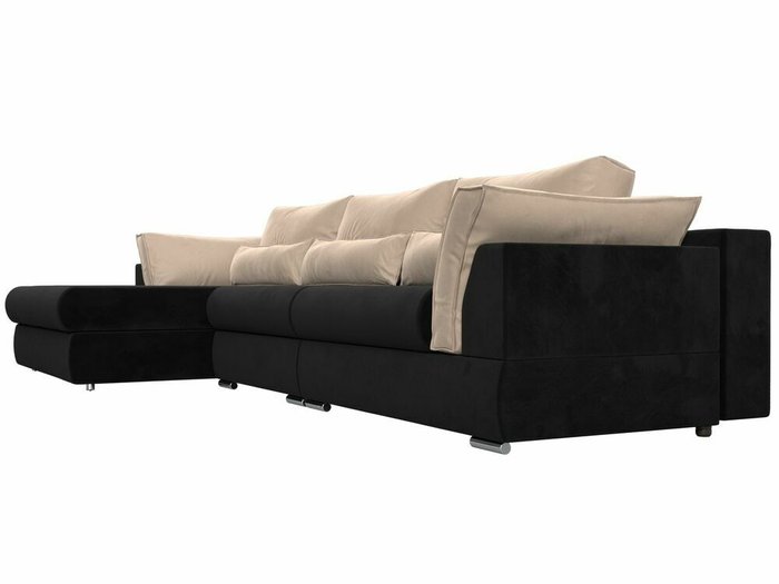 Угловой диван-кровать Пекин Long черно-бежевого цвета угол левый - лучшие Угловые диваны в INMYROOM
