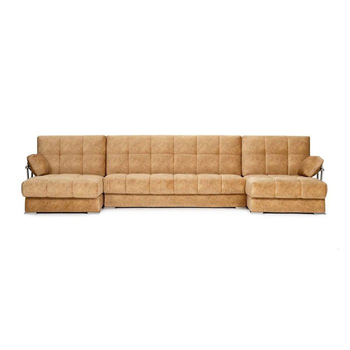 П-образный модульный диван-кровать Дудинка  Ламбре светло-коричневого цвета