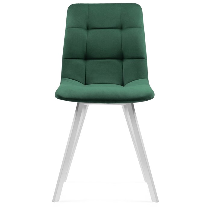 Стул Чилли темно-зеленого цвета с белыми ножками - купить Обеденные стулья по цене 4190.0