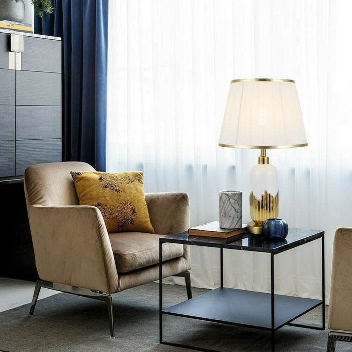 Настольная лампа ML.6210.01TL WH (ткань, цвет белый) - купить Настольные лампы по цене 7696.0 Настольная лампа ML.6210.01TL WH (ткань, цвет белый) - купить Настольные лампы по цене 7696.0