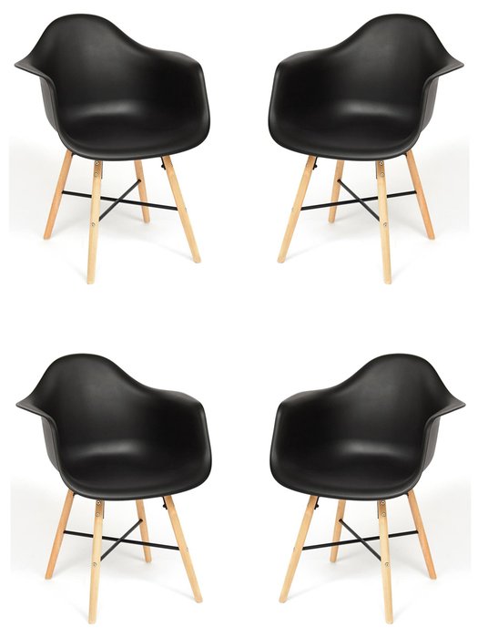 Комплект из четырех стульев Cindy черного цвета