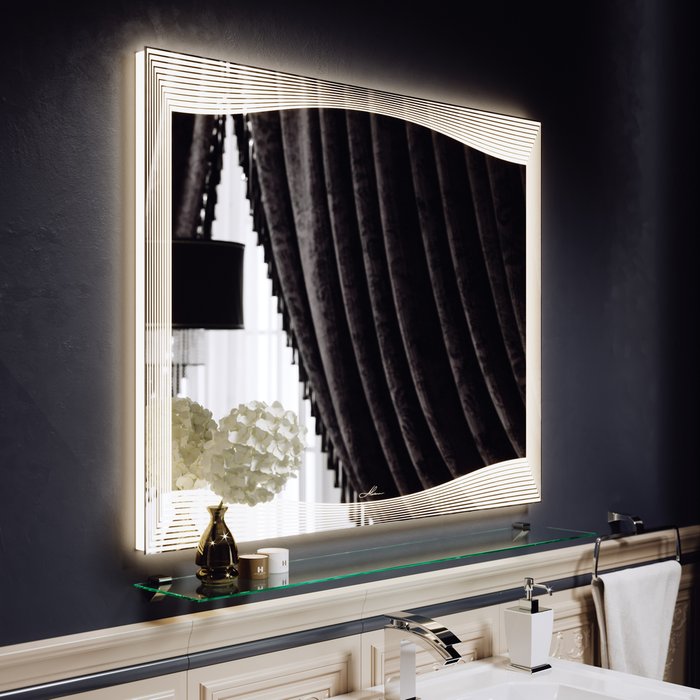 Настенное зеркало Monaco 60х80 с подсветкой  - купить Настенные зеркала по цене 25038.0