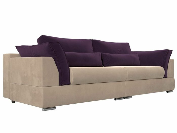 Прямой диван-кровать Пекин фиолетово-бежевого цвета