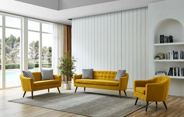 Прямой диван Florence L желтого цвета - купить Прямые диваны по цене 45850.0