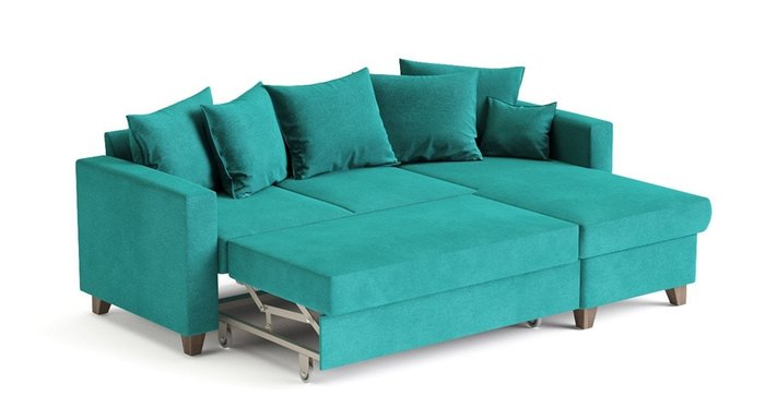 Угловой диван-кровать Эмилио бирюзового цвета - лучшие Угловые диваны в INMYROOM
