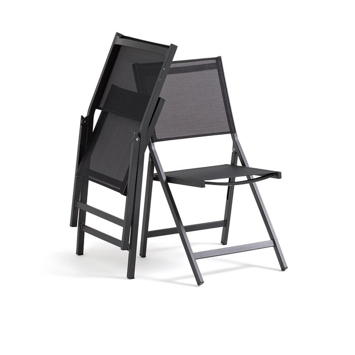 Комплект раскладных стульев из алюминия Zory черного цвета - лучшие Обеденные стулья в INMYROOM