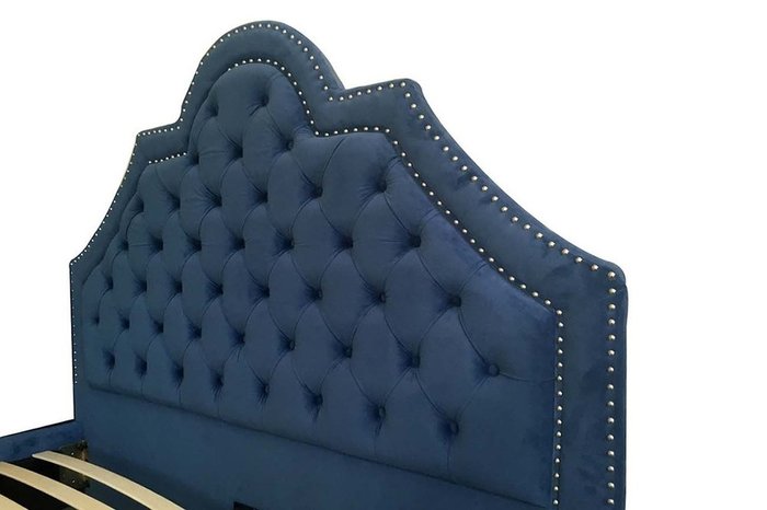 Кровать двуспальная из велюра синего цвета 160х200 - лучшие Кровати для спальни в INMYROOM