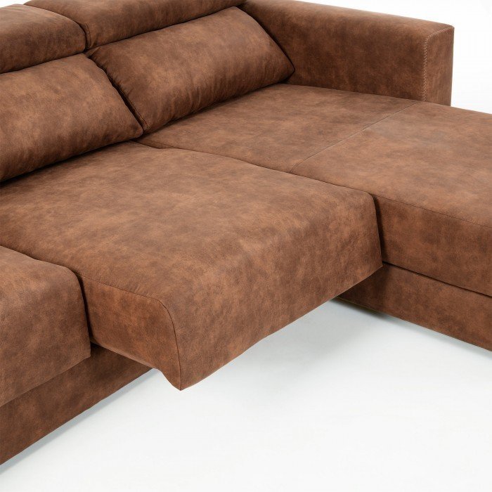 Угловой диван Singapore с оттоманкой коричневого цвета - лучшие Угловые диваны в INMYROOM