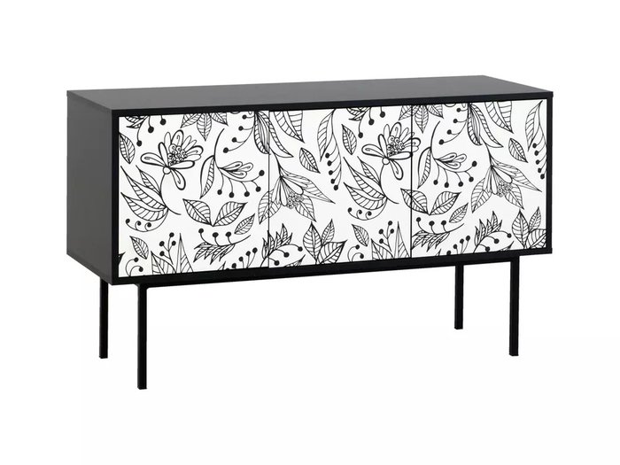 Тумба под TV Boho М черного цвета с черно-белым фасадом - купить Тумбы для ТВ по цене 32000.0