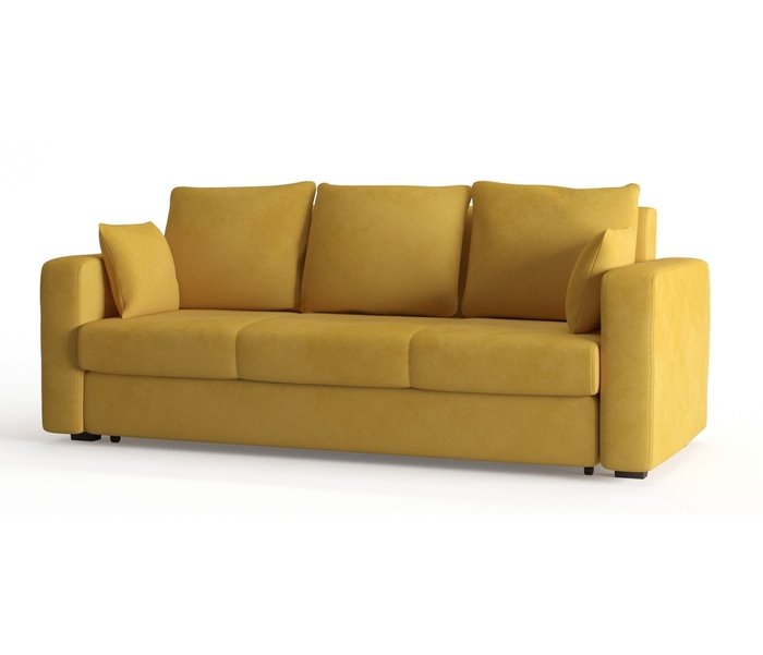 Диван-кровать Риквир в обивке из велюра желтого цвета