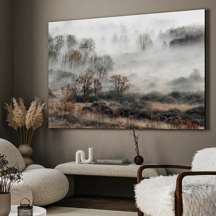 Картина на холсте Осенний лес в тумане 50х70 см - купить Картины по цене 5990.0
