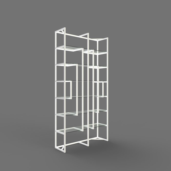 Стеллаж "Leon" белый с прозрачным стеклом (2000х900х300) Стеллаж "Leon" белый с прозрачным стеклом (2000х900х300)