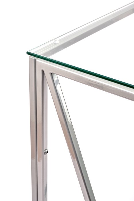 Консольный стол L серебряного цвета со стеклянной столешницей - купить Консольные столы по цене 21650.0