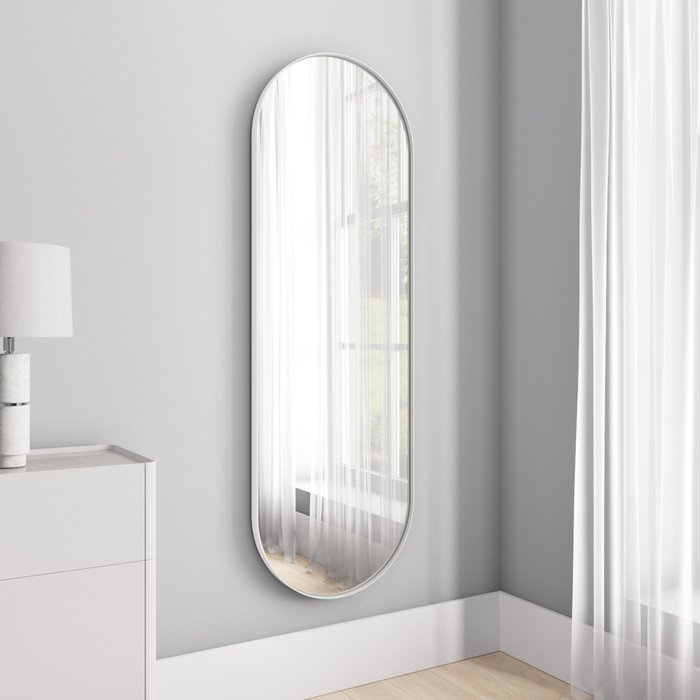 Дизайнерское настенное зеркало Nolvis L в тонкой металлической раме белого цвета - купить Настенные зеркала по цене 24900.0