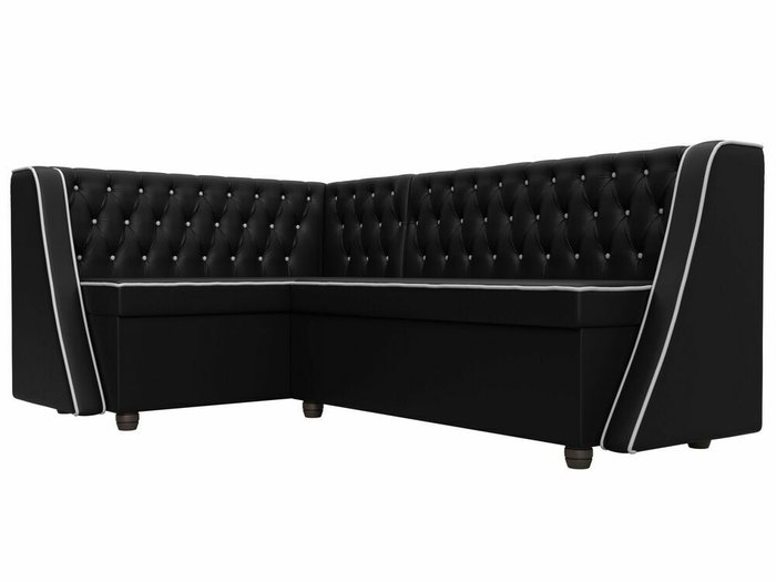 Кухонный угловой диван Лофт черного цвета (экокожа)  левый угол - лучшие Угловые диваны в INMYROOM