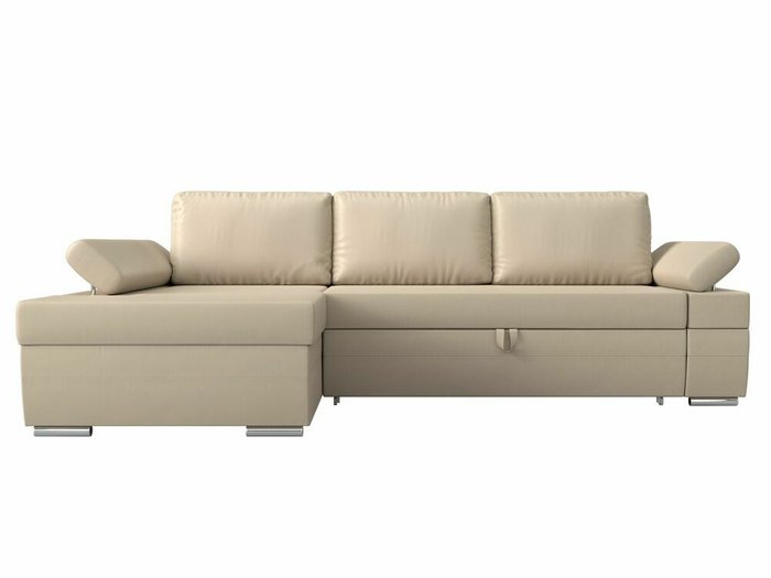 Угловой диван-кровать Канкун бежевого цвета (экокожа) левый угол - купить Угловые диваны по цене 69999.0