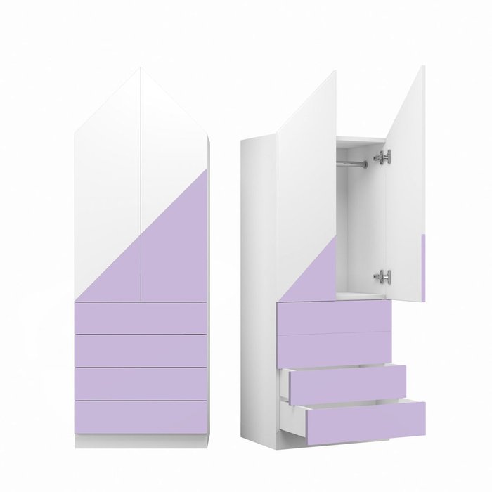 Шкаф Альпы лилово-белого цвета с четырьмя ящиками