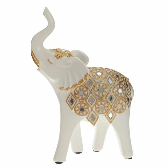 Фигурка декоративная Слон бело-золотого цвета - лучшие Фигуры и статуэтки в INMYROOM