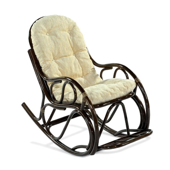Кресло-качалка с подножкой темно-коричневого цвета