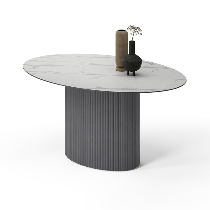 Овальный обеденный стол Эрраи M черно-белого цвета - купить Обеденные столы по цене 89700.0
