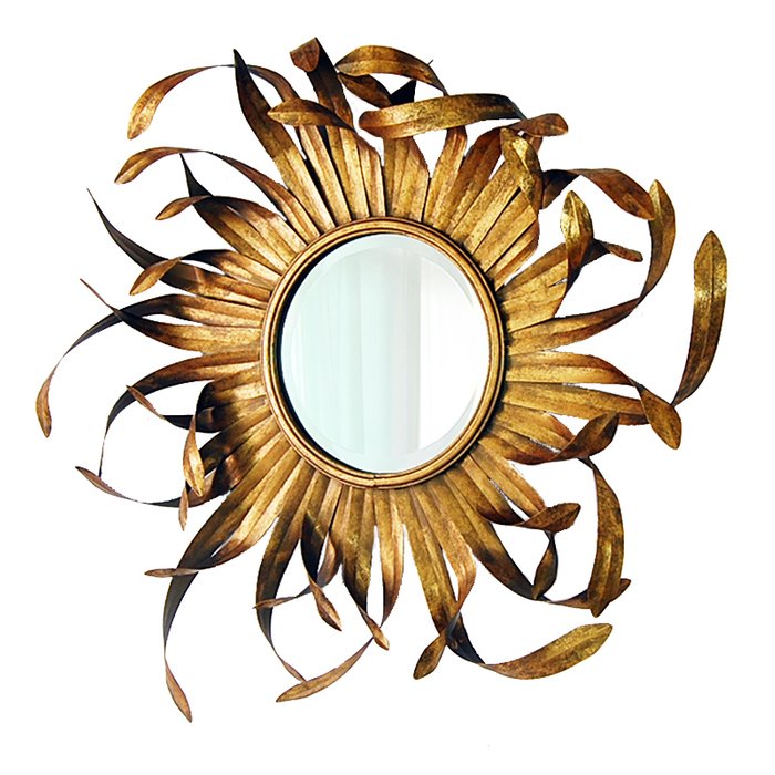 Настенное зеркало Hloya в декоративной раме золотого цвета