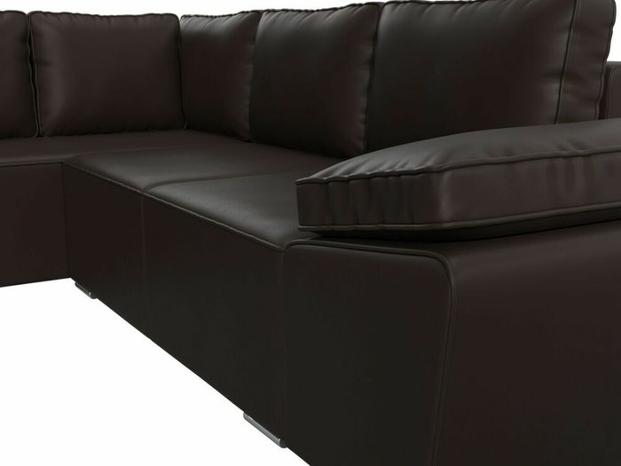 Угловой диван-кровать Хьюго коричневого цвета (экокожа) левый угол - лучшие Угловые диваны в INMYROOM