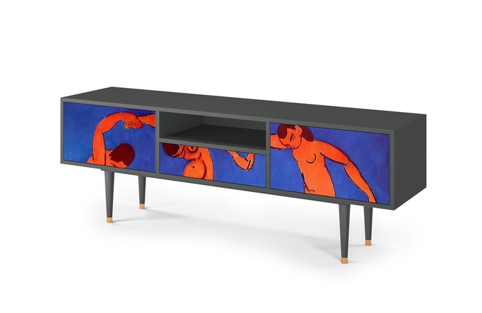 Тумба под TV T6 The Dance by Henri Matisse с корпусом графитового цвета   - купить Тумбы для ТВ по цене 33990.0