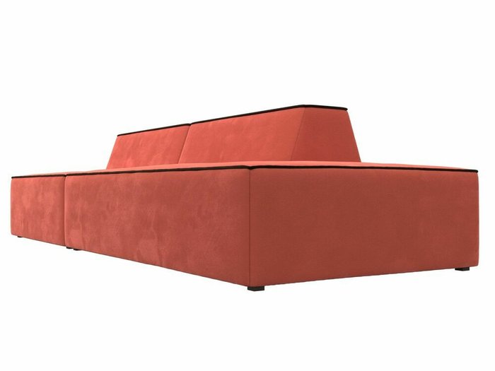 Прямой модульный диван Монс Модерн кораллового цвета с коричневым кантом правый - лучшие Прямые диваны в INMYROOM