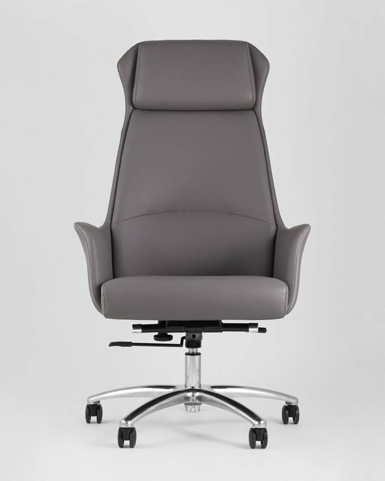 Офисное кресло Top Chairs Viking в обивке из экокожи серого цвета - лучшие Офисные кресла в INMYROOM