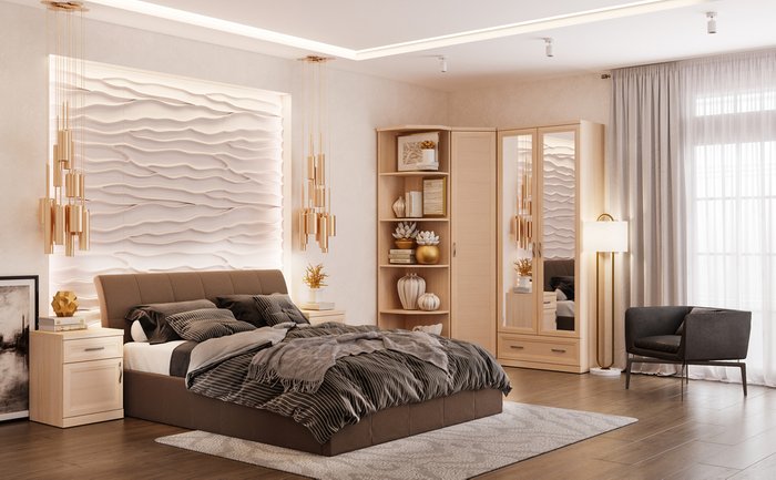 Кровать Инуа 160х200 темно-коричневого цвета с подъемным механизмом  - лучшие Кровати для спальни в INMYROOM